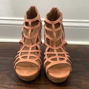 Cork style wedge sandals size 9